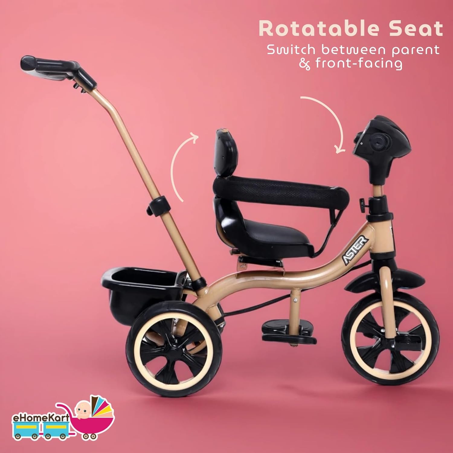 Tricycle for toddlers and young children, 4-stage convertible design with parent control, shop at www.usmile.toys